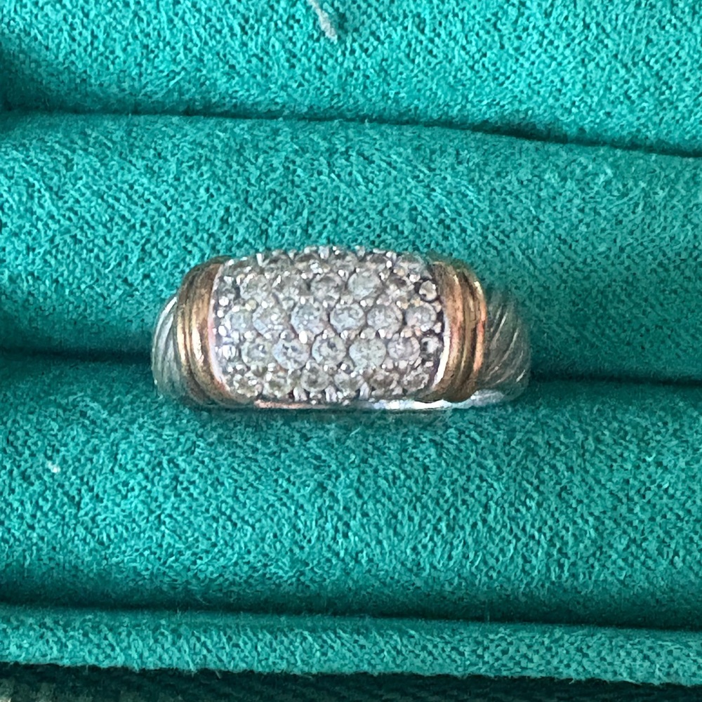 David Yurman Silver and Gold Pave Ring